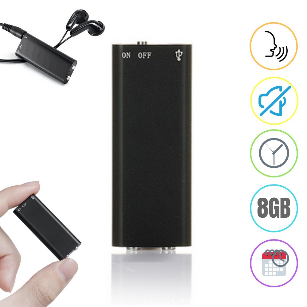 Mini Powerful Voice Recorder 8GB - Black