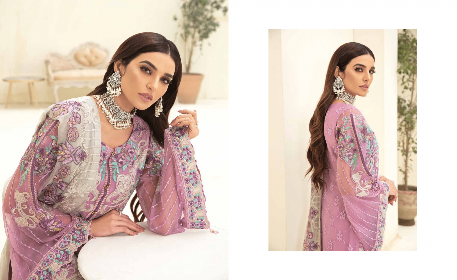 Ramsha Embroidered Chiffon 3 Piece suit A
