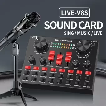 V8S Bluetooth USB External Sound Card Headset Microphone Webcast Personal Entertainment Streamer Live Broadcast For Personal