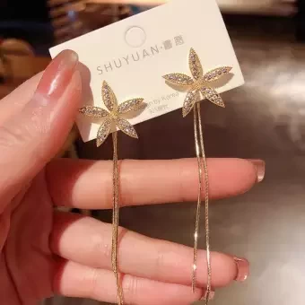 Tassel Long Stud Flower Earring