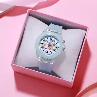Yfashion ldren's Watch Cartoon Cute ranslucent nous Silicone LED Watch
