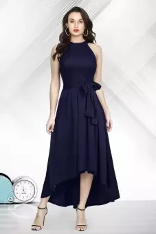 (Ready Made) Women's gown up down western dress knee long casual sleeveless designer Kurti for woman -2