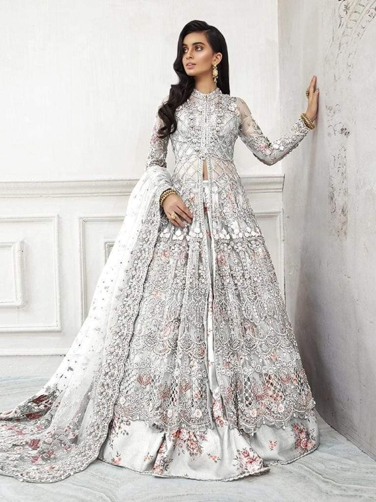 Silver Net Anarkali Suits