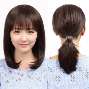 Short Bob Wigs With Bangs Brazilian Remy Full Matte Hair Blunt Cut Machine Bob Wig With O Scalp